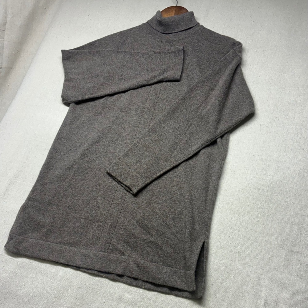 Vintage Murray Allan Scotland Cashmere Turtleneck Tunic Sweater Taupe Brown